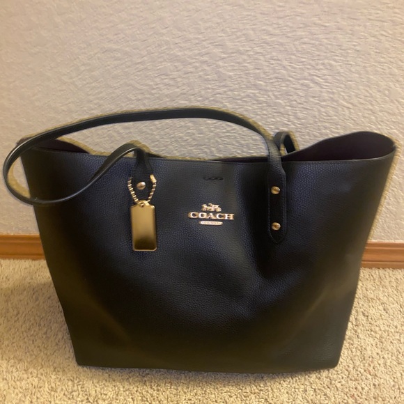 Black leather Coach Tote. New, never used! Authentic. Perfect condition. - Picture 1 of 3